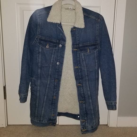h&m denim sherpa jacket